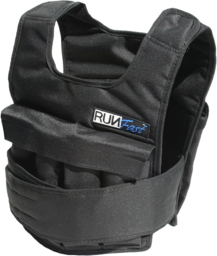 RUNmax Pro weighted vest with shoulder pads, black, front view