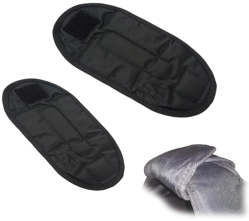 RUNmax weighted vest shoulder pads, pair, black, attached to vest